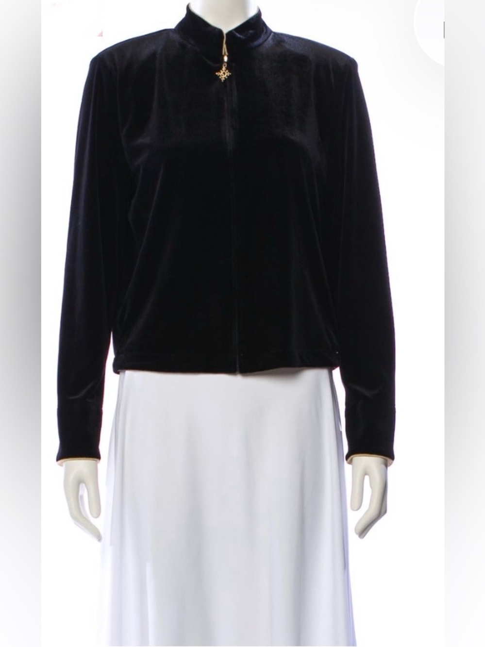 St. John Sport Velvet Velour Evening Jacket Crest Back Zip Front